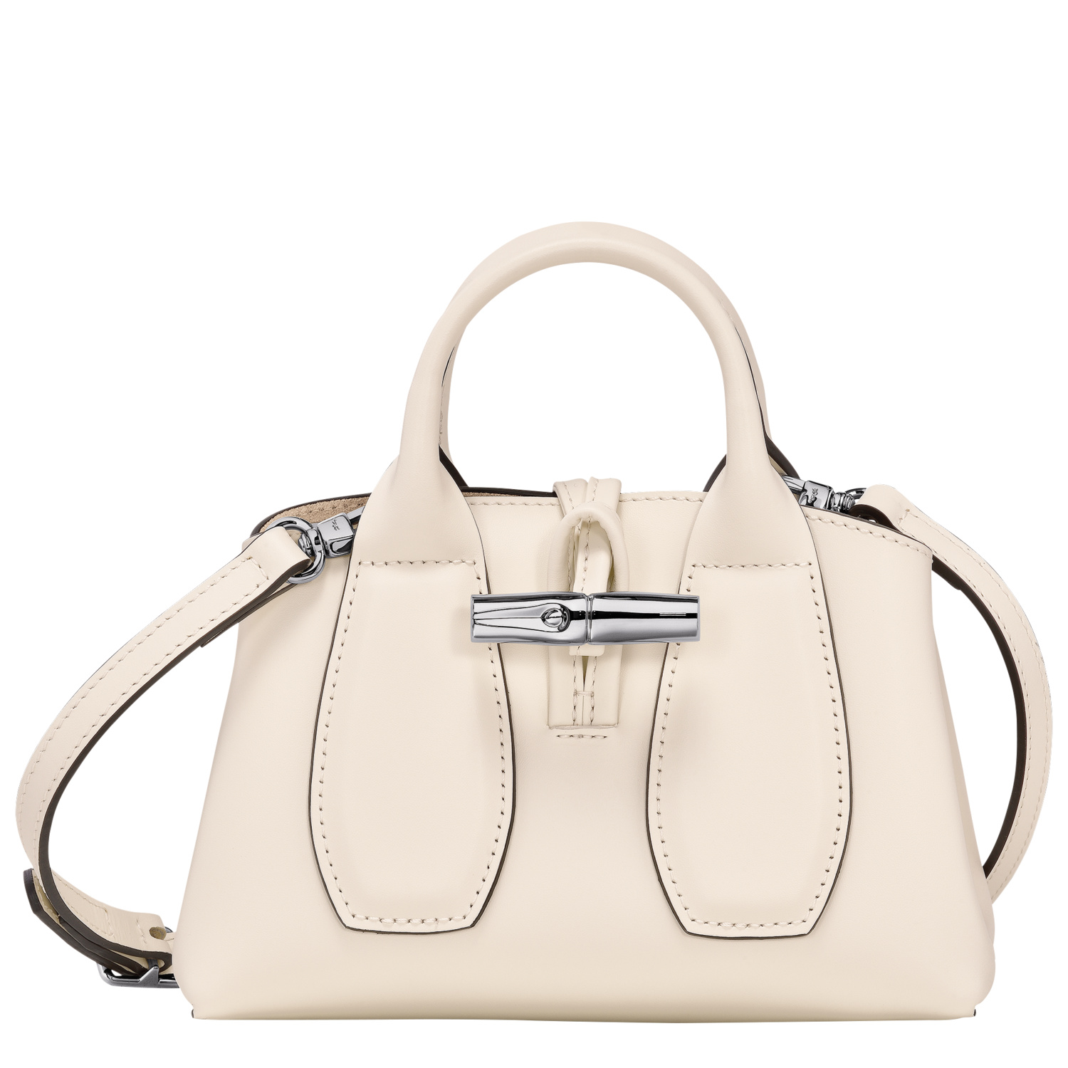 Shop Longchamp Handbag Xs Le Roseau In Ecru