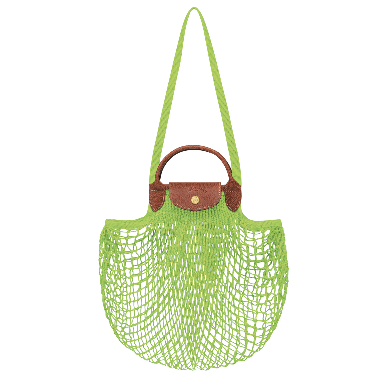 Shop Longchamp Mesh Bag L Le Pliage Filet In Green Light