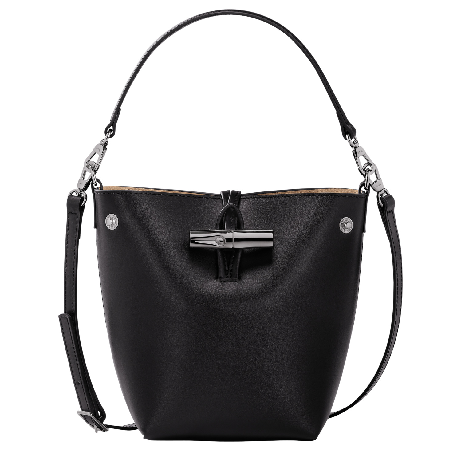 Shop Longchamp Bucket Bag Xs Le Roseau In Black