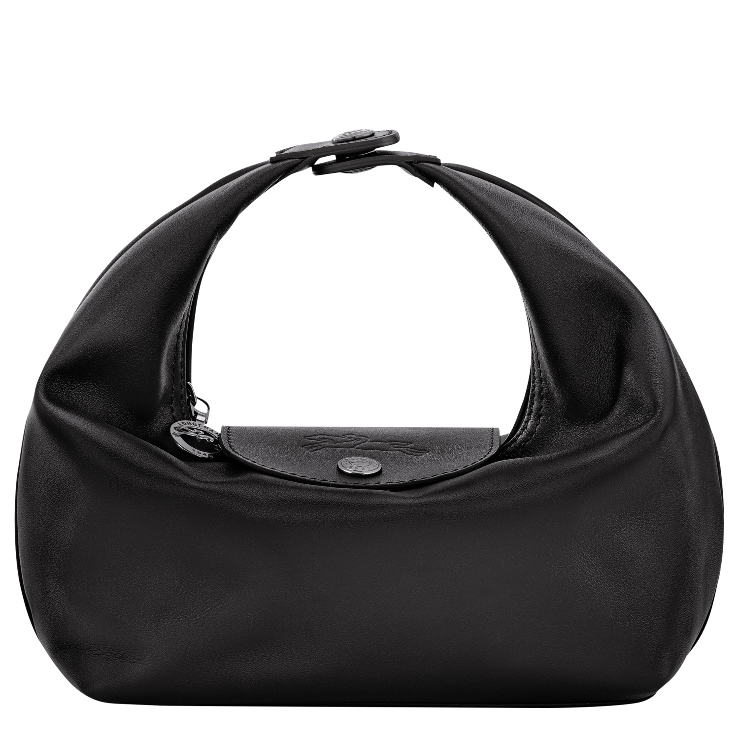 Longchamp Le Pliage Xtra Round Leather Top Handle Bag In Noir