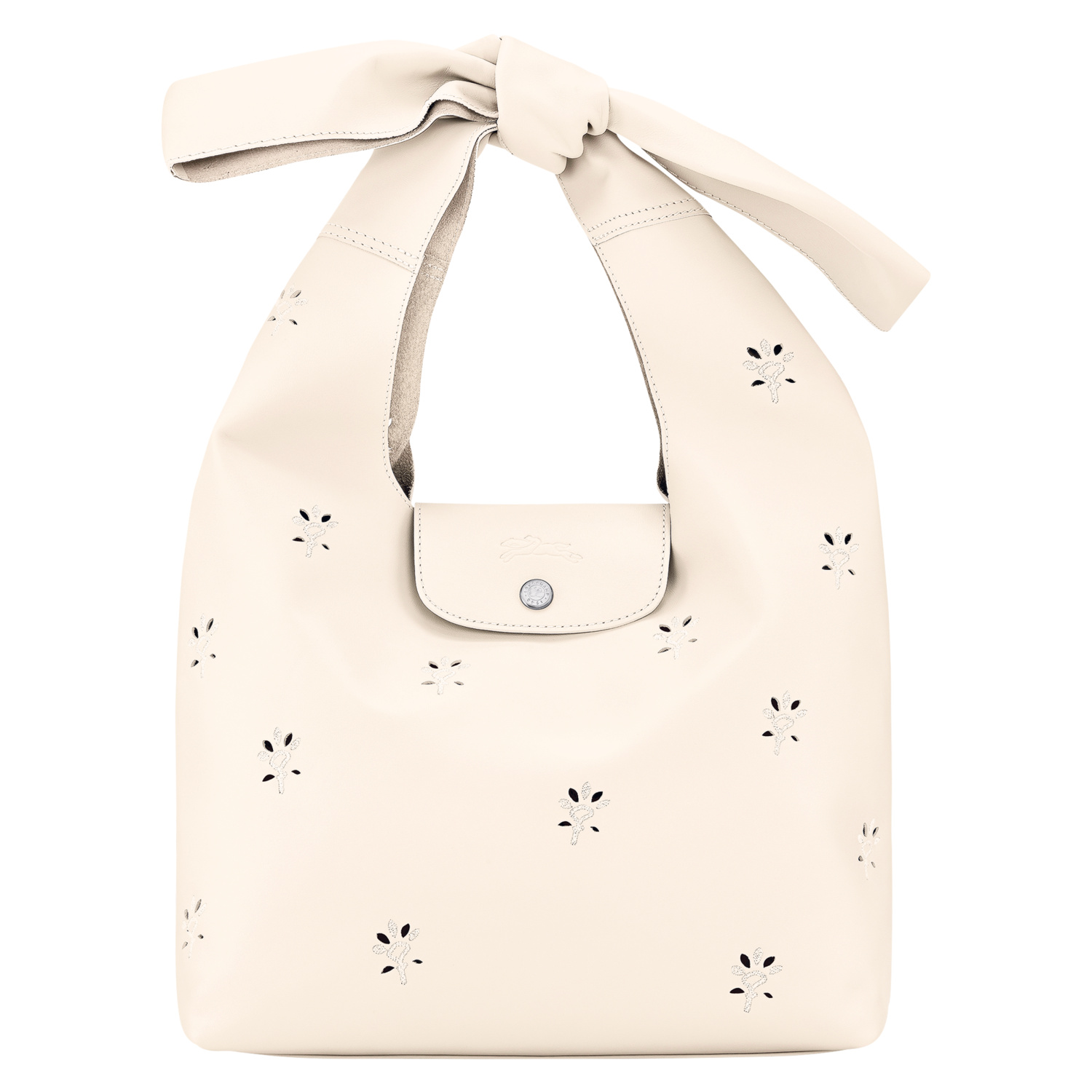 Longchamp Le Pliage Broderie Anglaise Leather Shoulder Bag In Ecru
