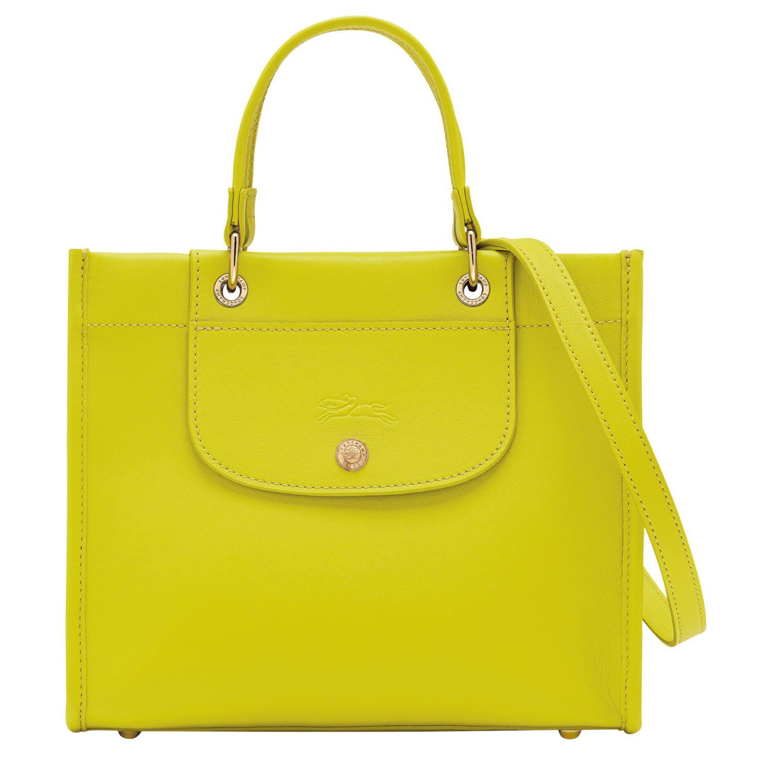 Longchamp Green Handbag With Embossed Logo On The Front And Adjustable And Removable Shoulder Strap In Leather In Kiwi Green