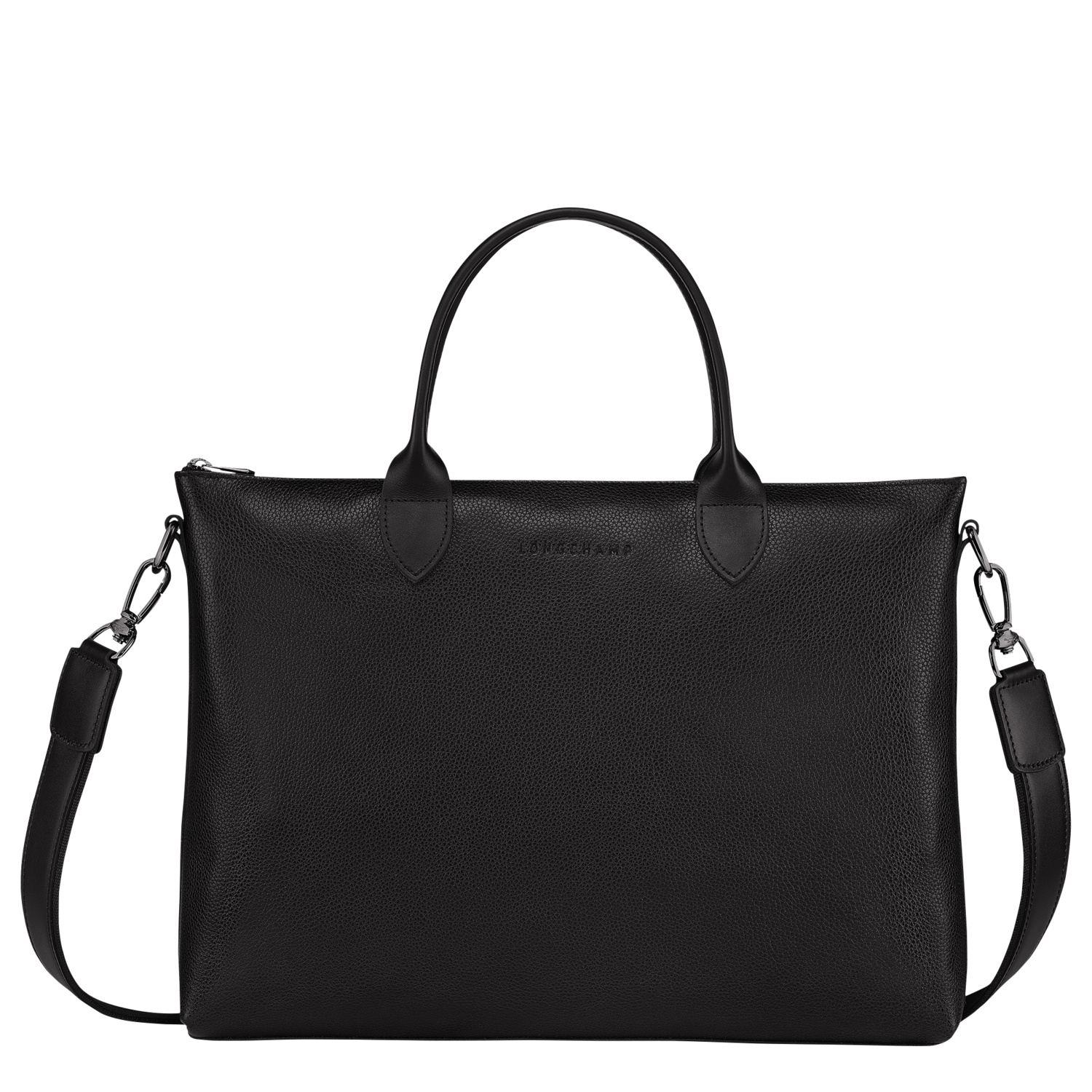 Longchamp Le Foulonné Leather Briefcase In Black | ModeSens