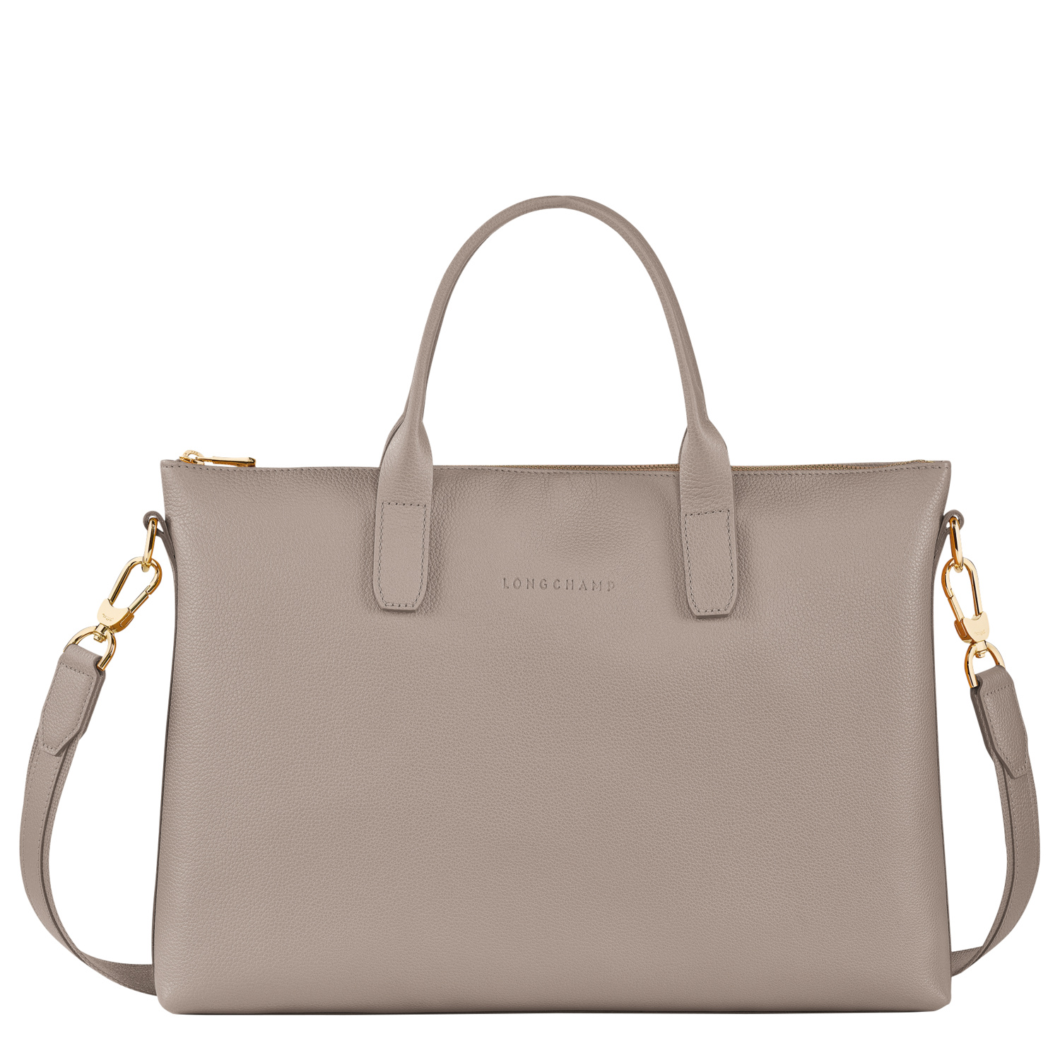 Longchamp Le Foulonné Leather Briefcase In Turtledove