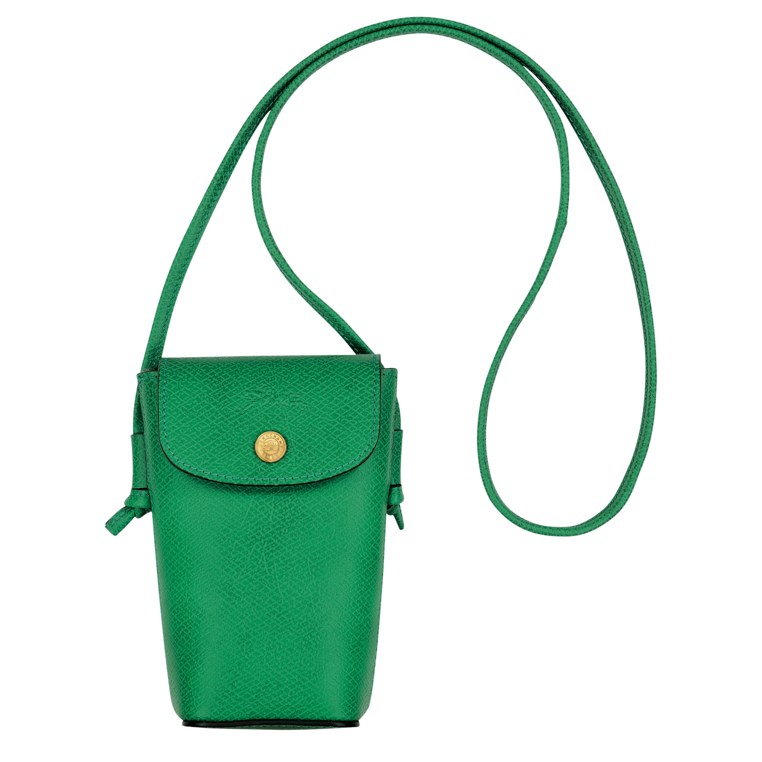 Longchamp Logo-embossed Leather Phone Case In Green