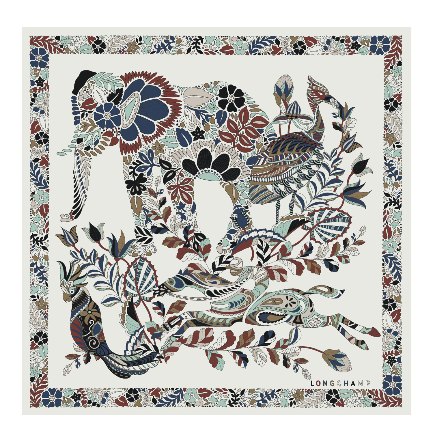 Longchamp Silk Scarf 50 Fall-winter 2023 Collection In Ivory