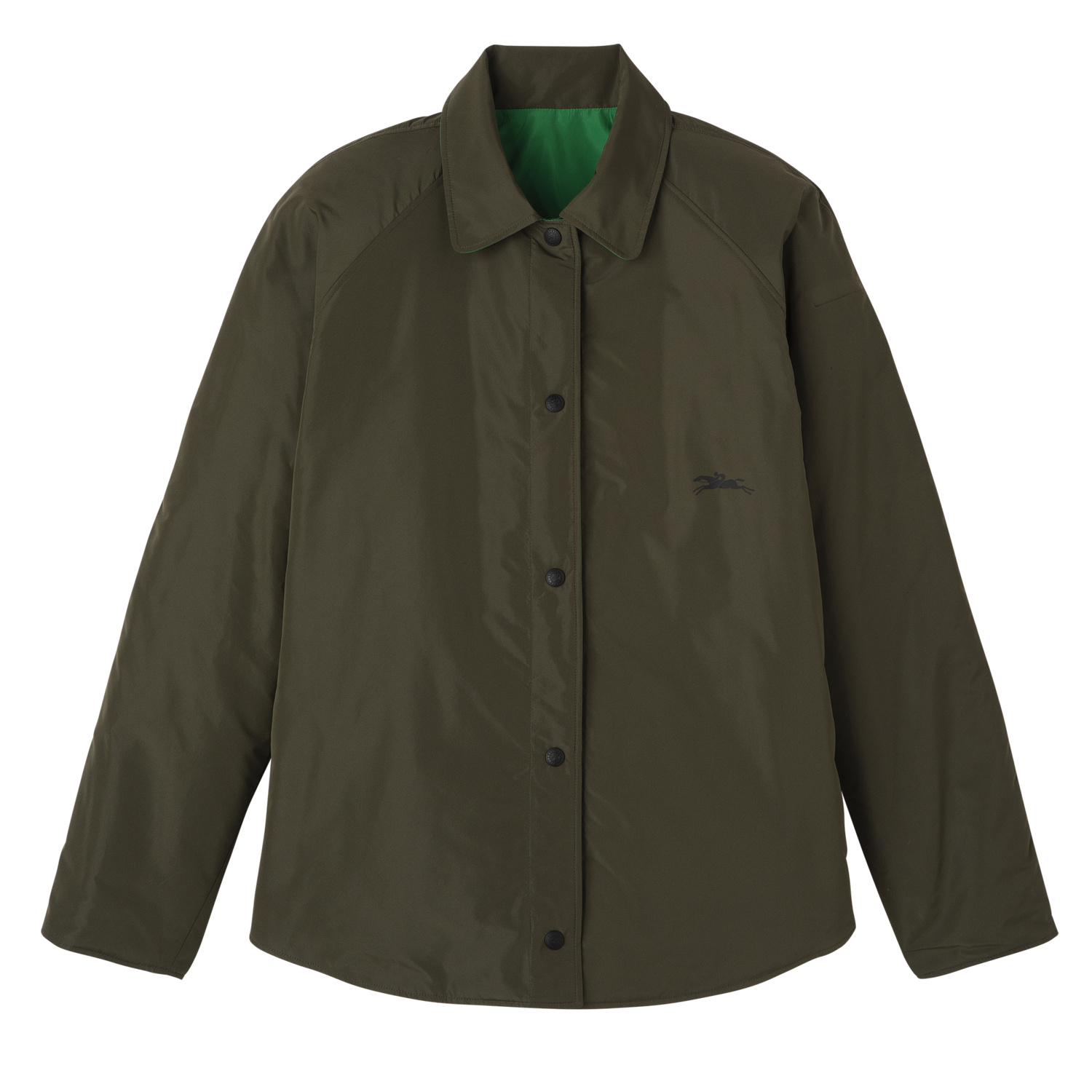 Longchamp Padded Blouson In Khaki/green