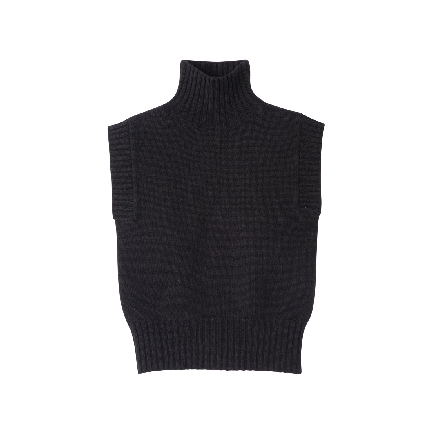 Longchamp High Collar No Sleeve Jumper In Black