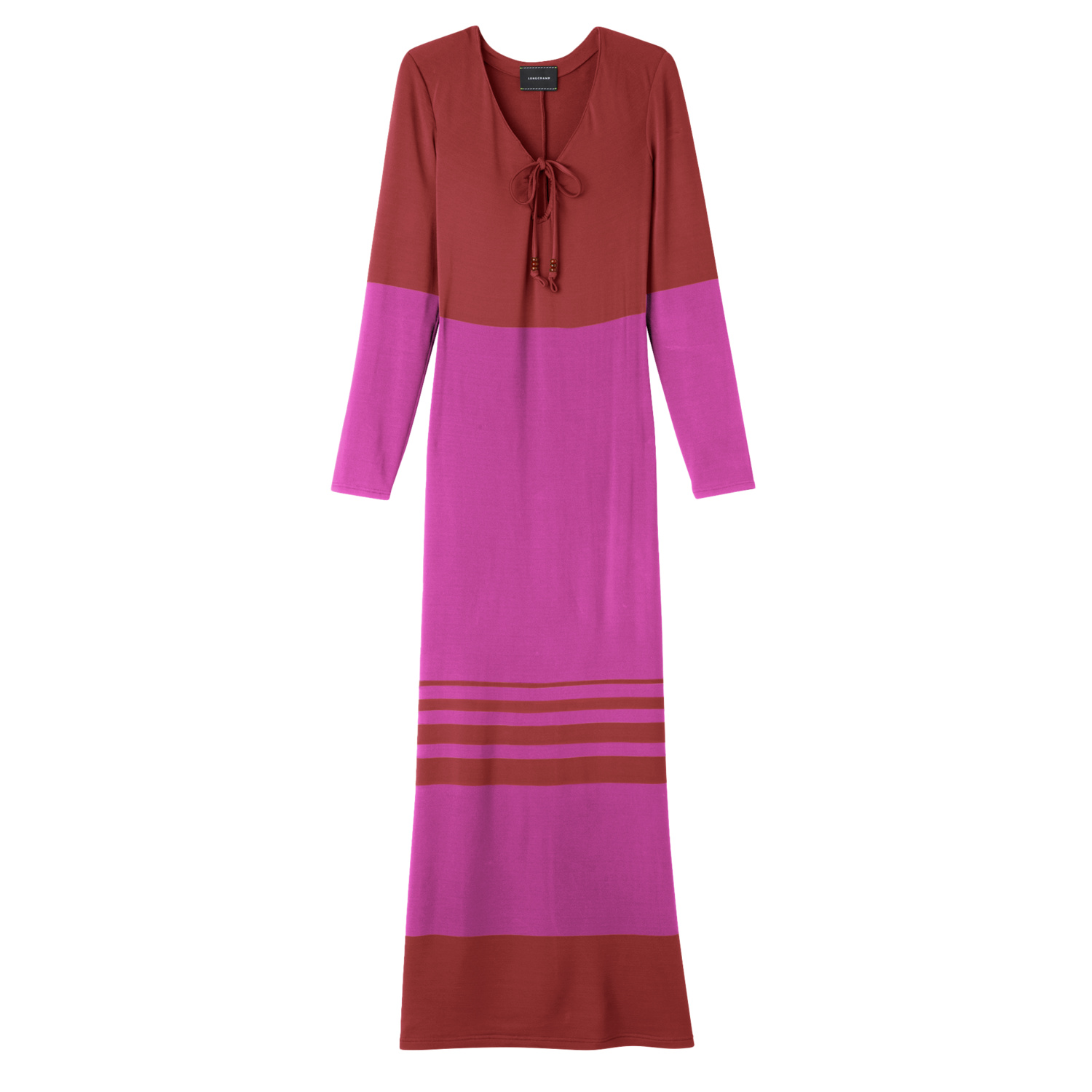 Shop Longchamp Long Dress In Hydrangea/sienna