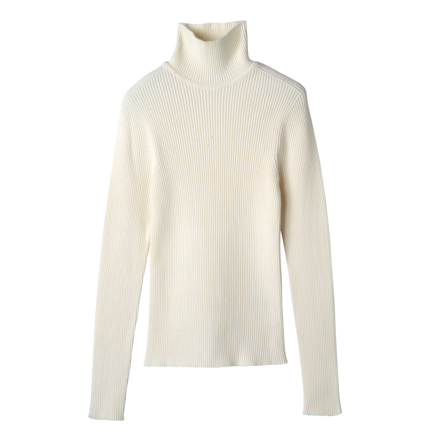 Longchamp High Collar Fitted Jumper In Ecru