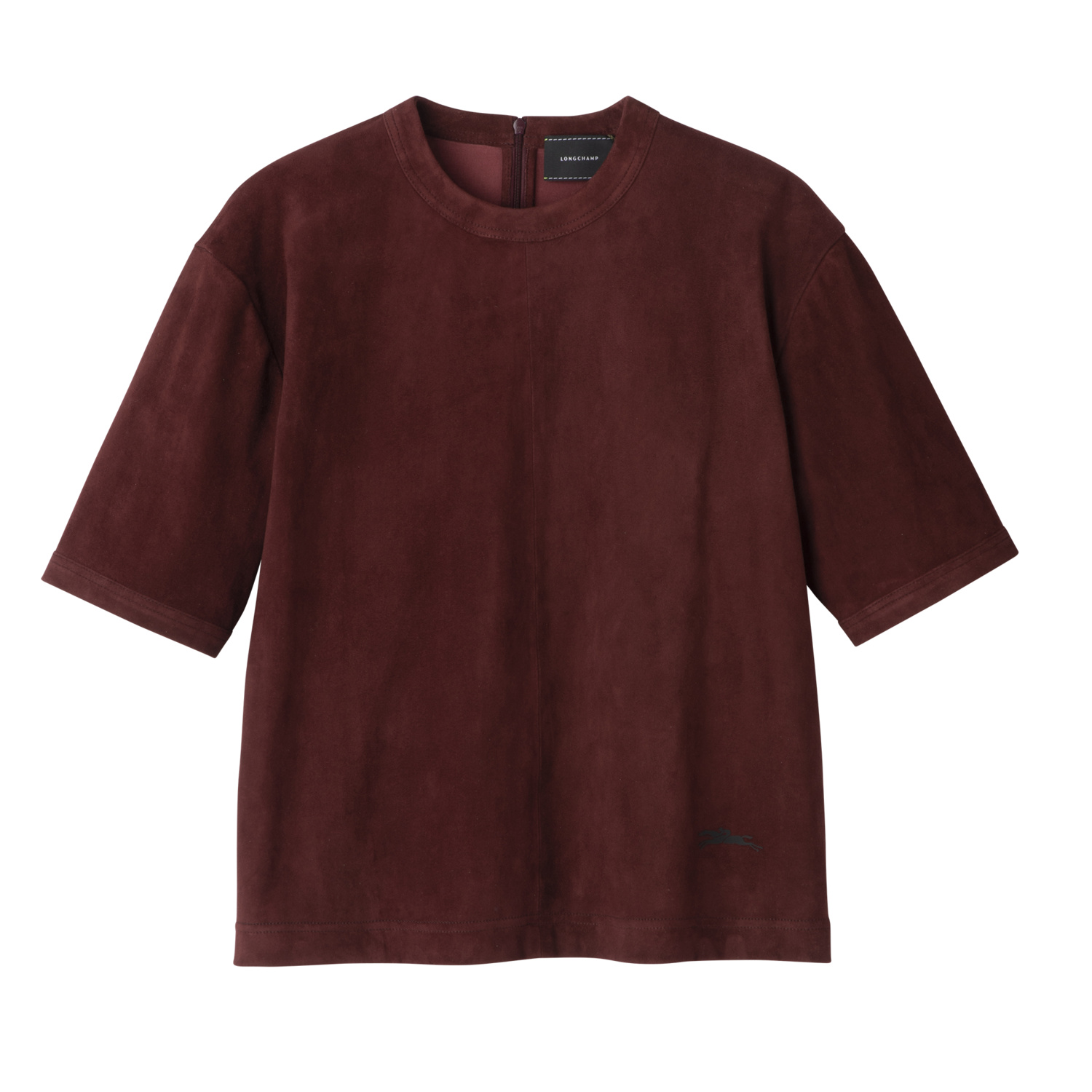 Longchamp Tee-shirt En Cuir In Bordeaux