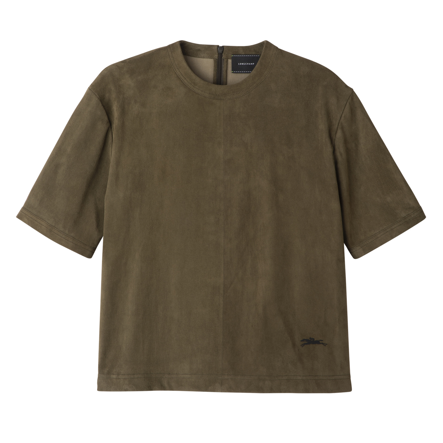 Longchamp Tee-shirt En Cuir In Khaki