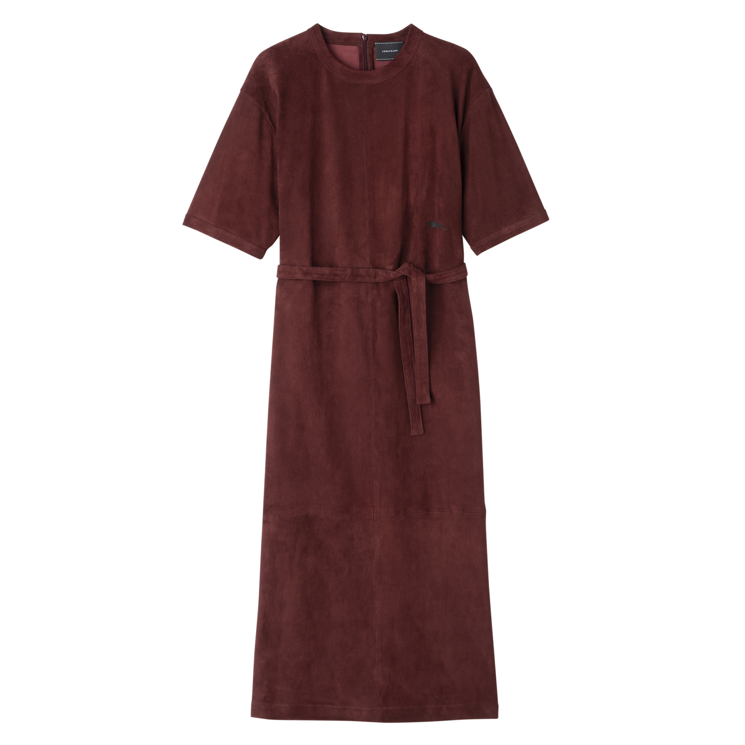 Longchamp Robe Longue En Cuir In Burgundy