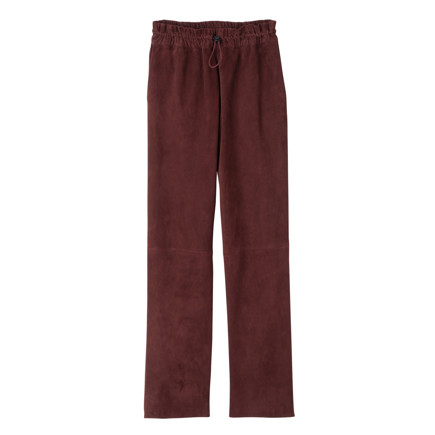 Longchamp Leather Straight Pants In Burgundy