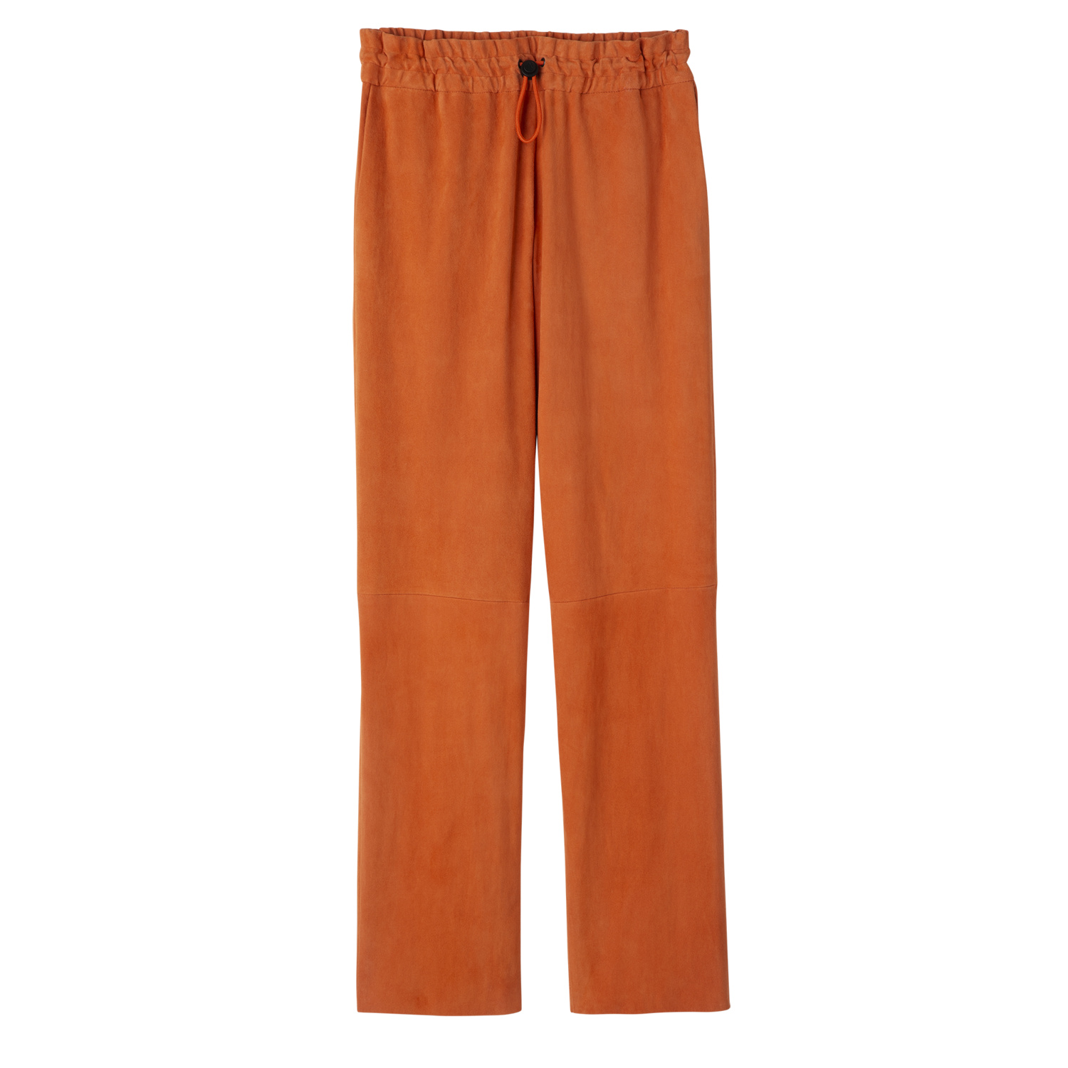 Longchamp Leather Straight Trousers In Orange