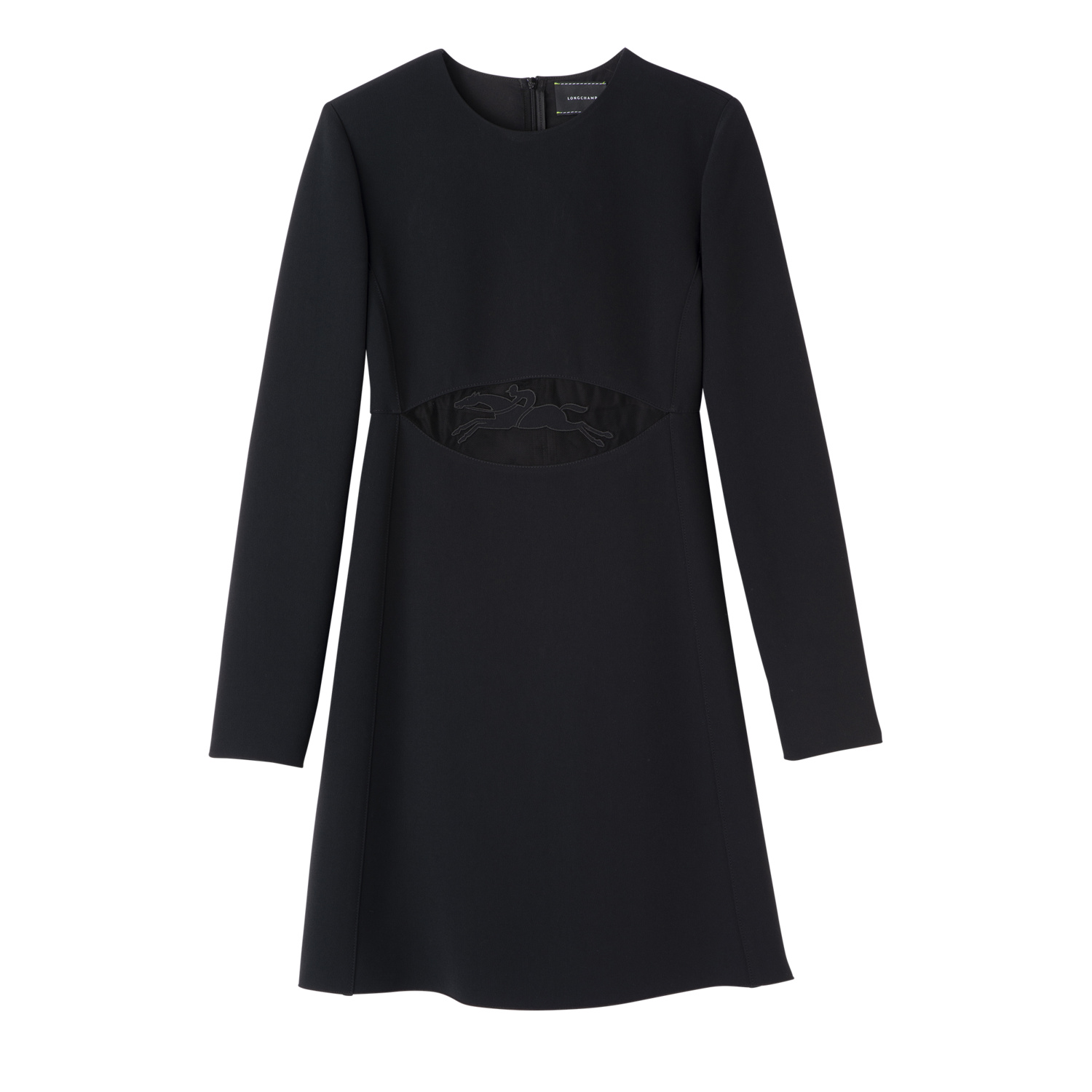 Longchamp Short Dress With Belt Patch In Black