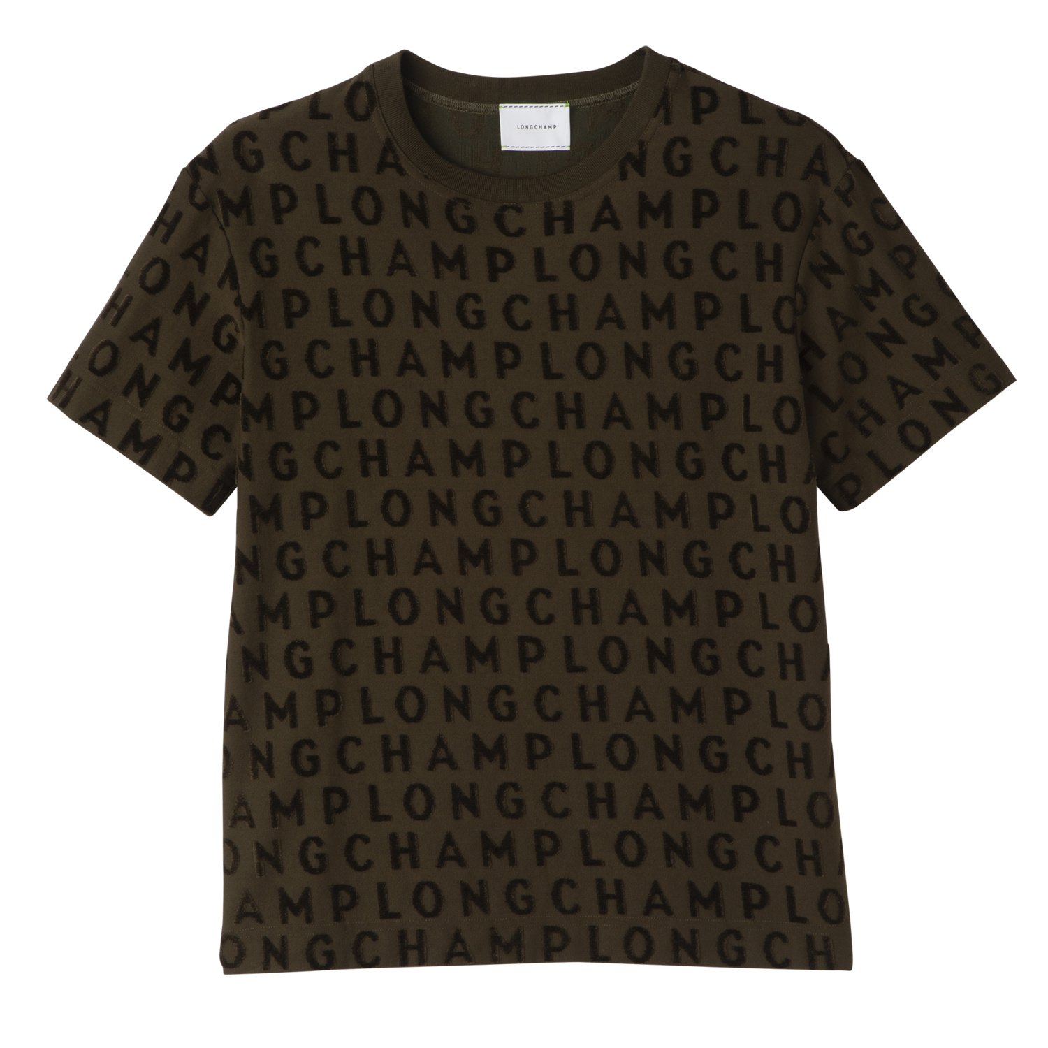 Longchamp T-shirt Ample Signature In Brown