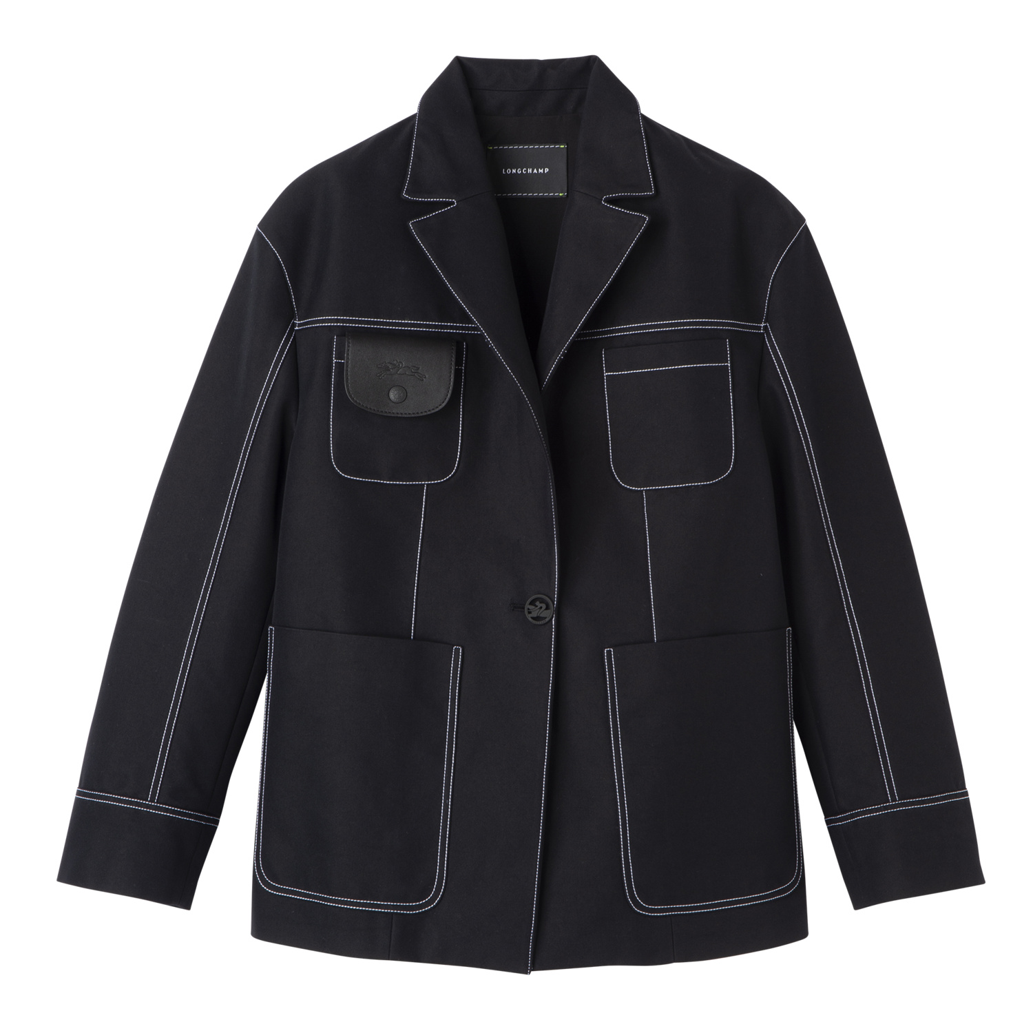 Longchamp Topstitching Straight Jacket In Black