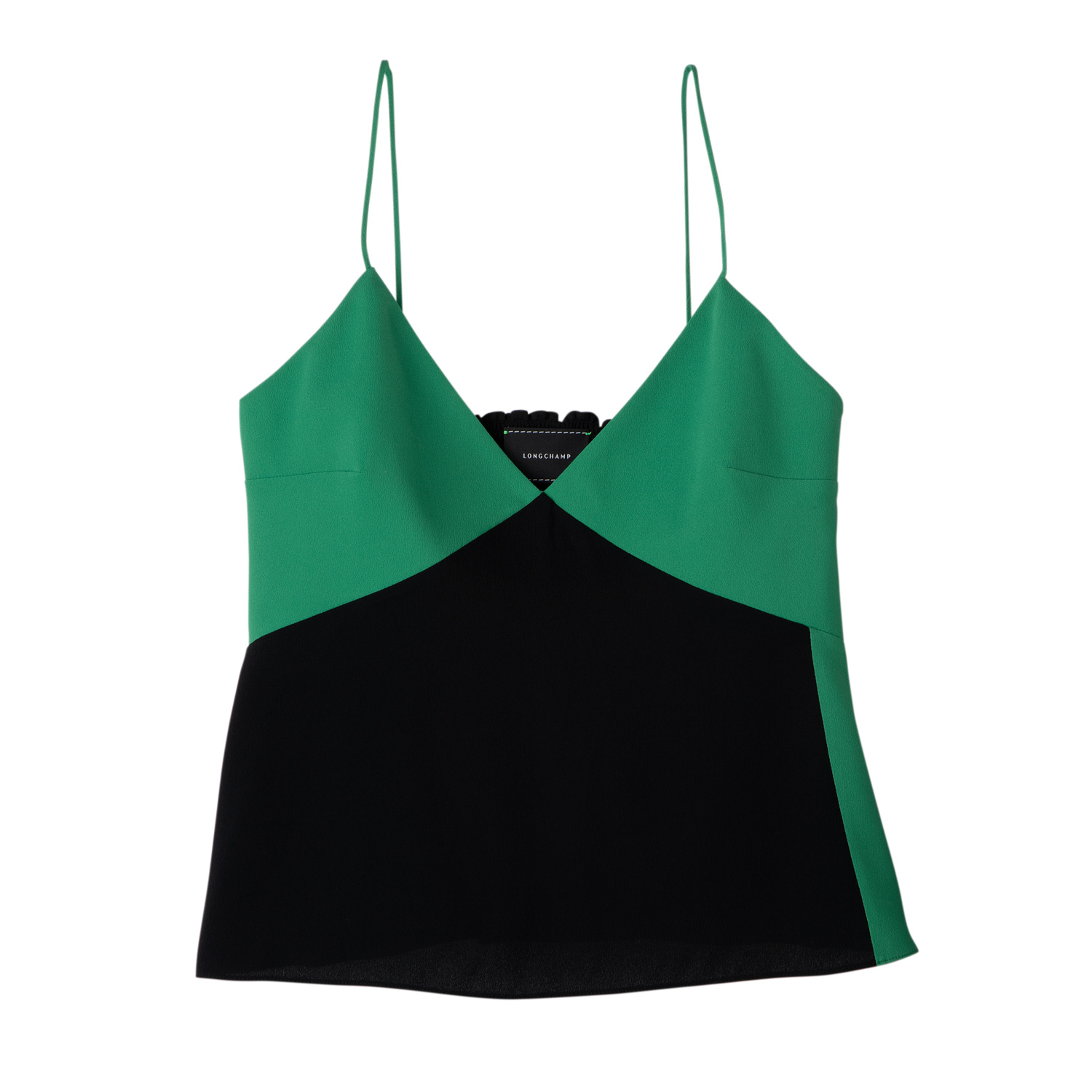 Longchamp Thin Strap Top In Green/black