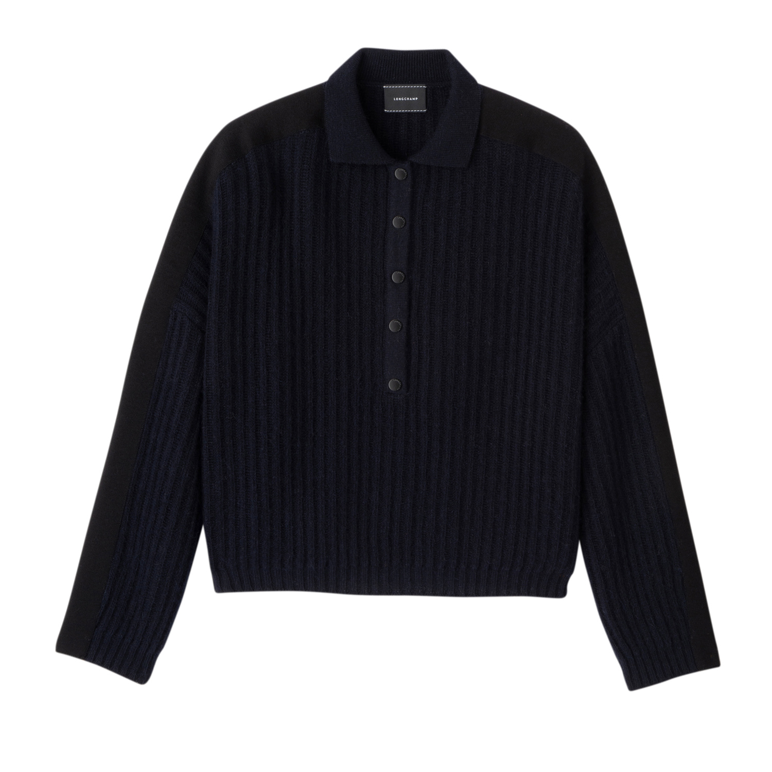 Longchamp Polo Collar Jumper In Marine