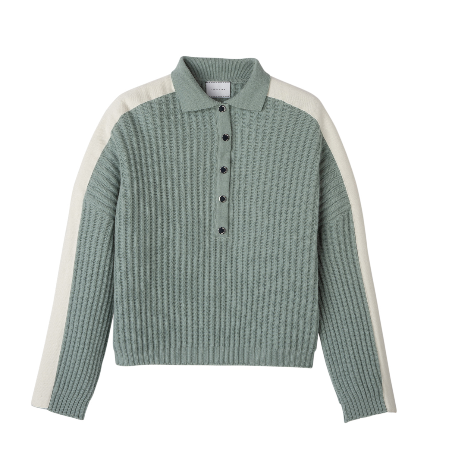 Longchamp Pull Col Polo In Celadon