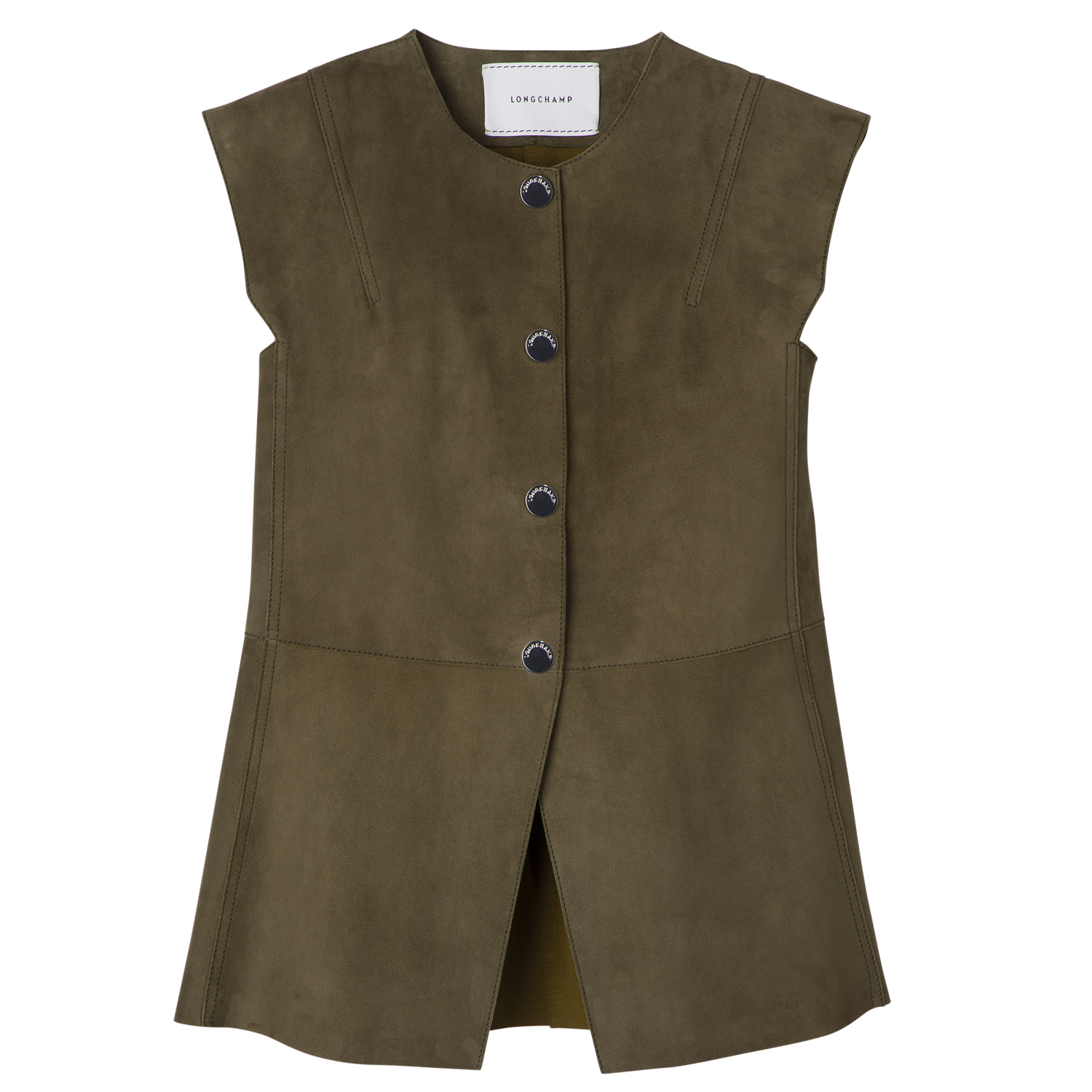 Longchamp Sleeveless Jacket In Kaki