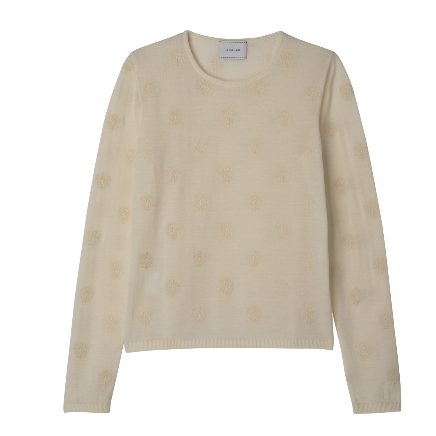 Longchamp Round Neck Sweater In Ecru