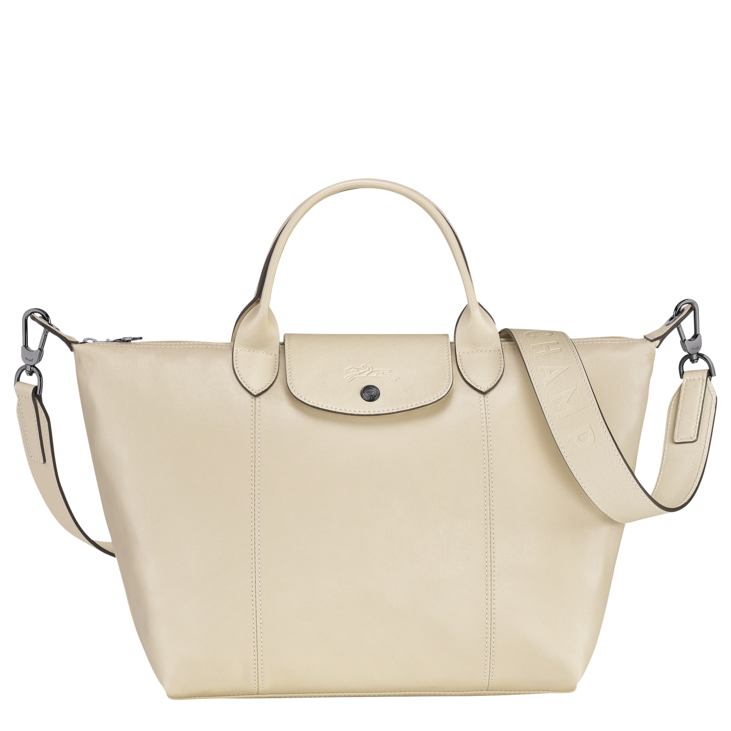 Longchamp Top Handle Bag M Le Pliage Cuir In Ivory ModeSens