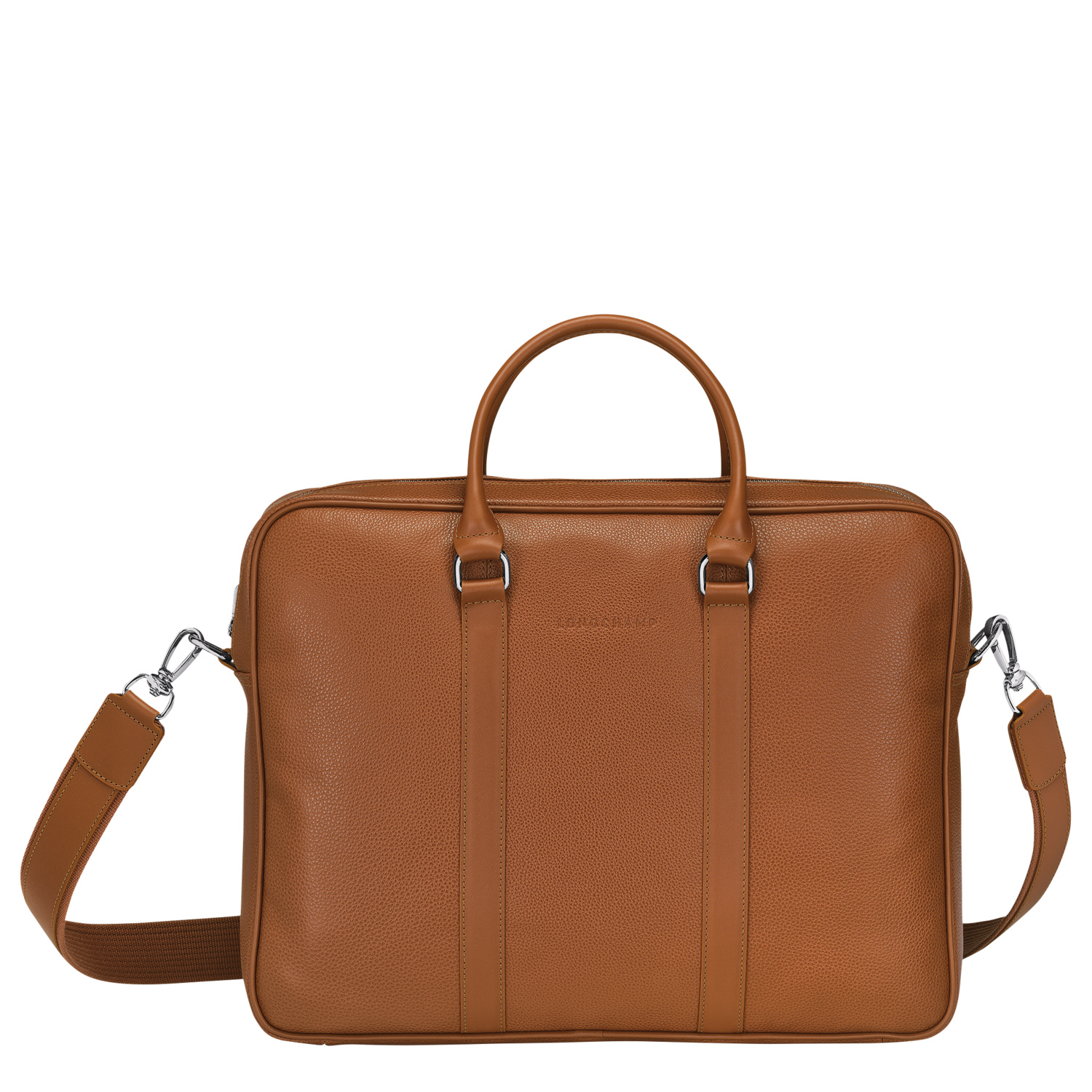 Longchamp Le Foulonné Leather Briefcase In Caramel | ModeSens